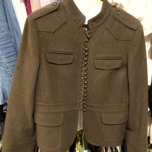 Wool J.Crew coat, size 6, Army Green Lined, bronze buttons